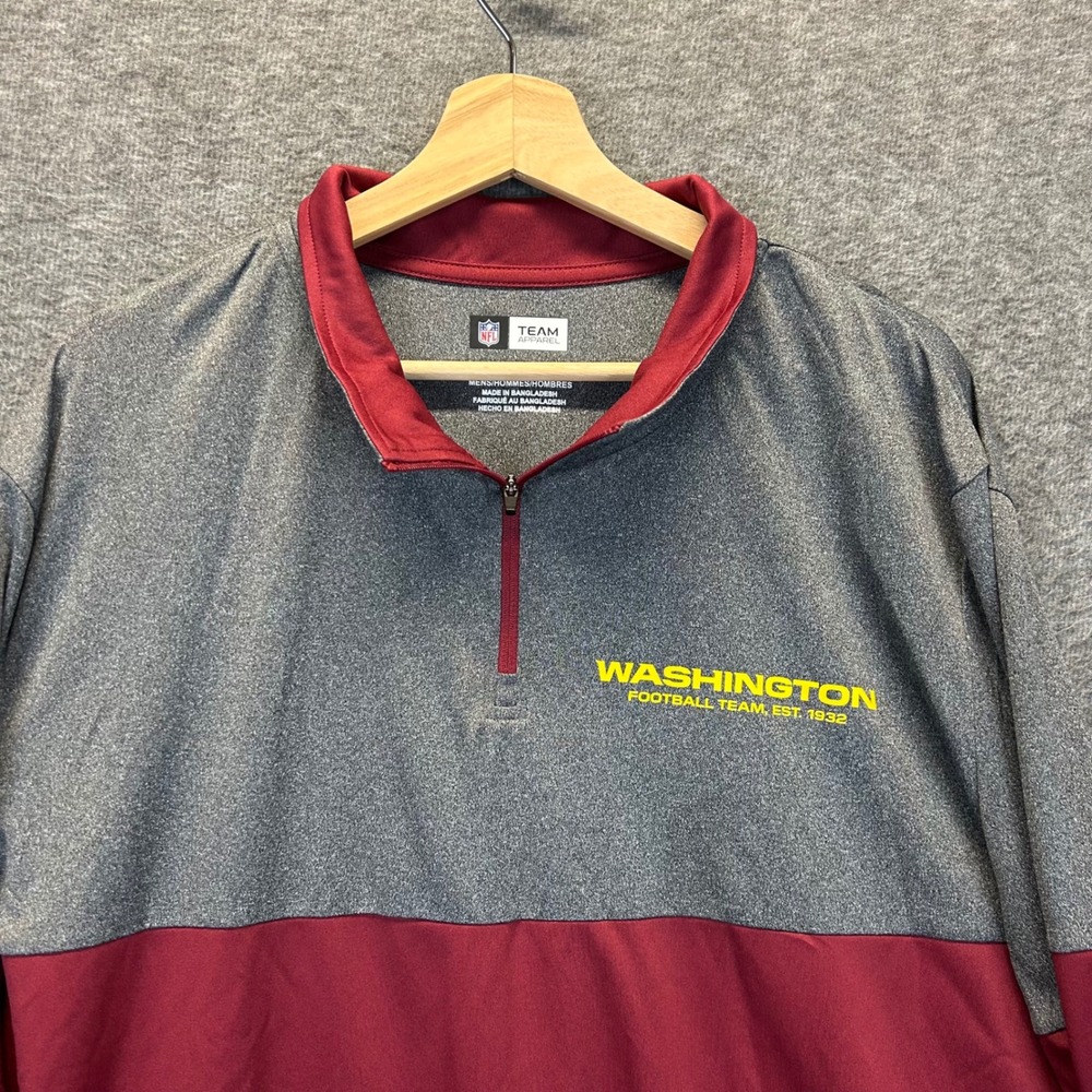 NFL Team Apparel Washington Football Team Mens 2XL Gray Burgundy Quarter Zip